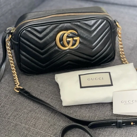 GUCCI GG Marmont small matelassé camera bag black - Picture 2 of 15